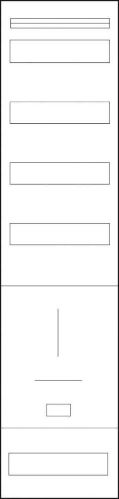 Ein minimalistisches Gemälde mit einem horizontalen Rechteck in der Mitte. Der Hintergrund ist durch eine horizontale Linie in zwei Abschnitte geteilt.