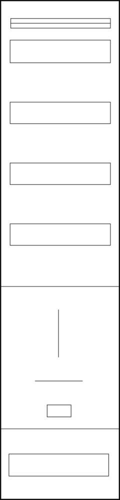 Eine schwarze Linienzeichnung eines rechteckigen Briefkastens mit einem Pfosten darunter, vor einem einfarbig weißen Hintergrund.