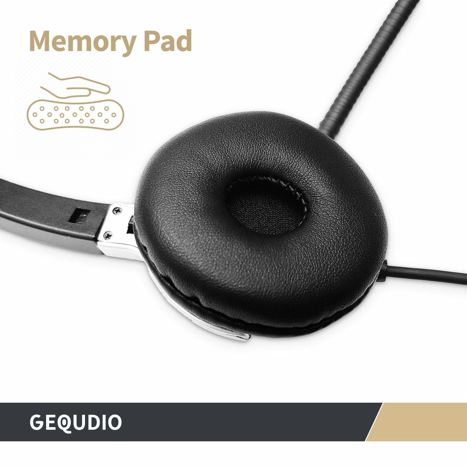 GEQUDIO Headset 2-Ohr mit 3,5mm Klinke für FritzFon C6 X6, MacBook, Smartphone, Notebook, PC, Laptop, inklusive Kabel