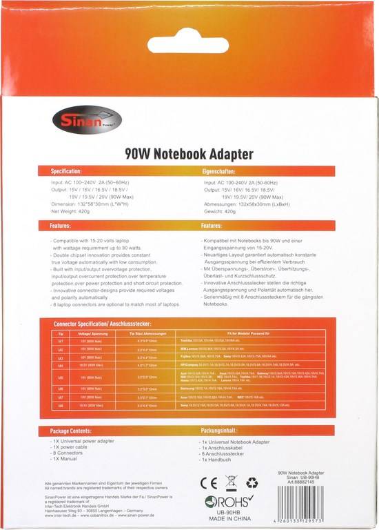 INTER-TECH - SinanPower UB-90HB - Netzteil - Wechselstrom 100-240 V