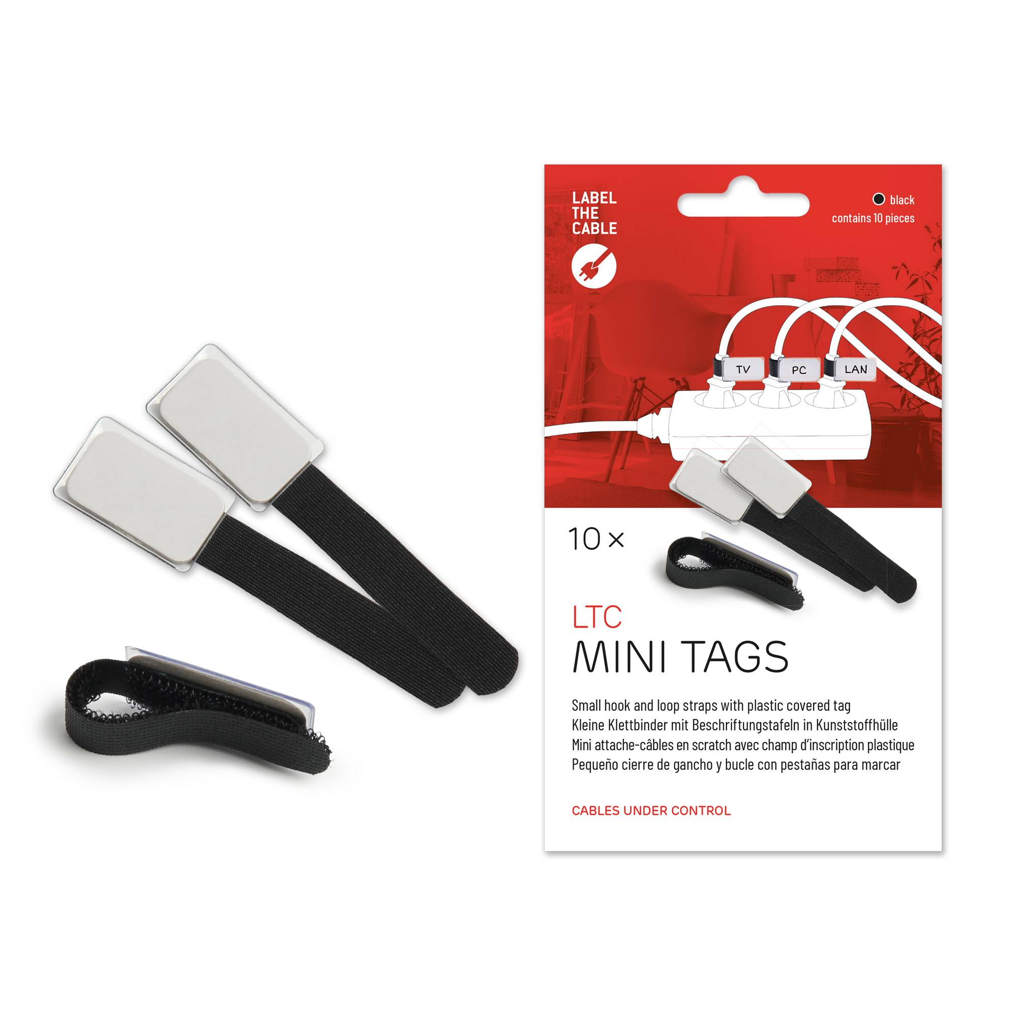 LABEL-THE-CABLE - LTC MINI TAGS - Draht-/Kabel-Marker - 9 cm - Schwarz (Packung mit 10)