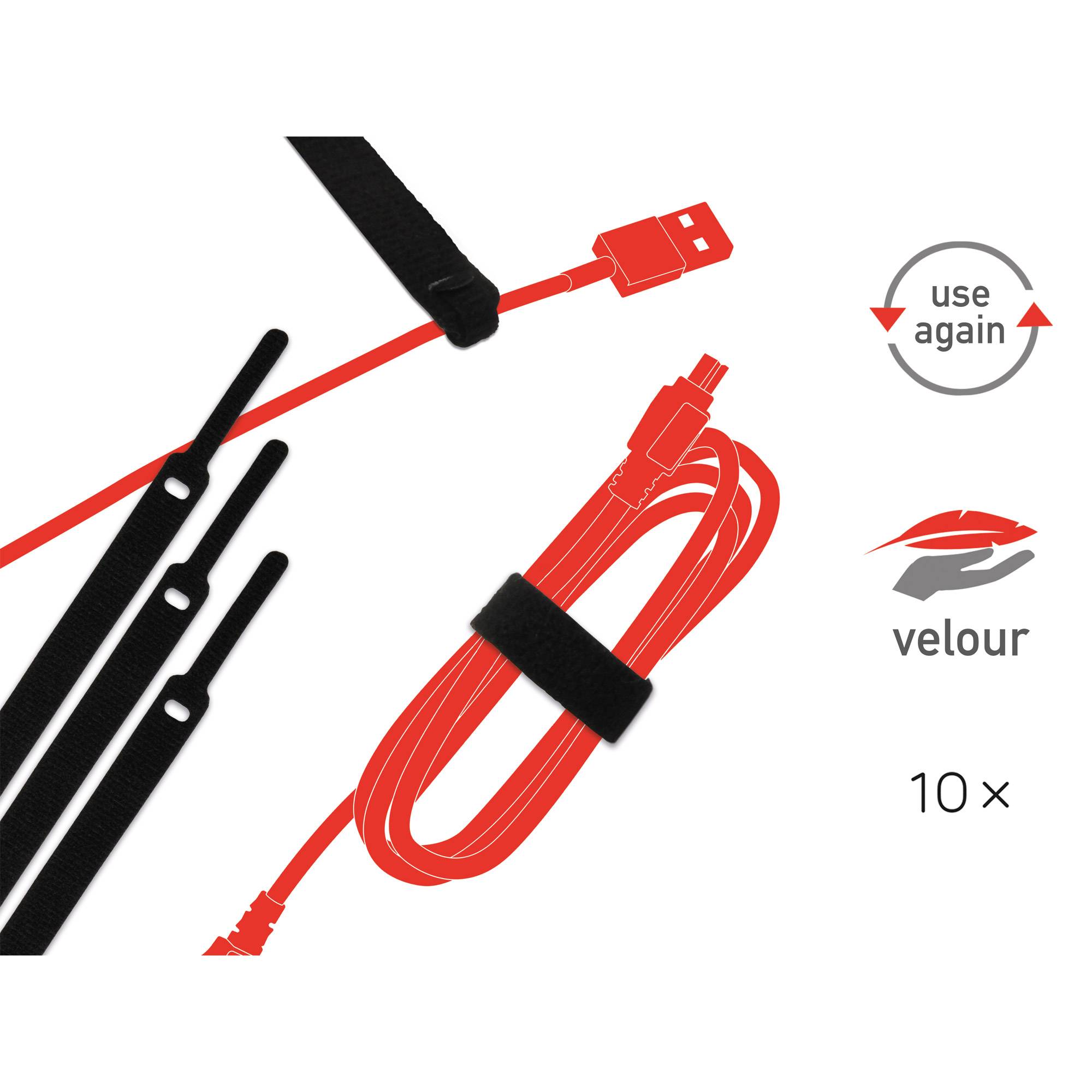 LABEL-THE-CABLE - LTC BASIC STRAPS - Kabelbinder - 17 cm - Schwarz (Packung mit 10)