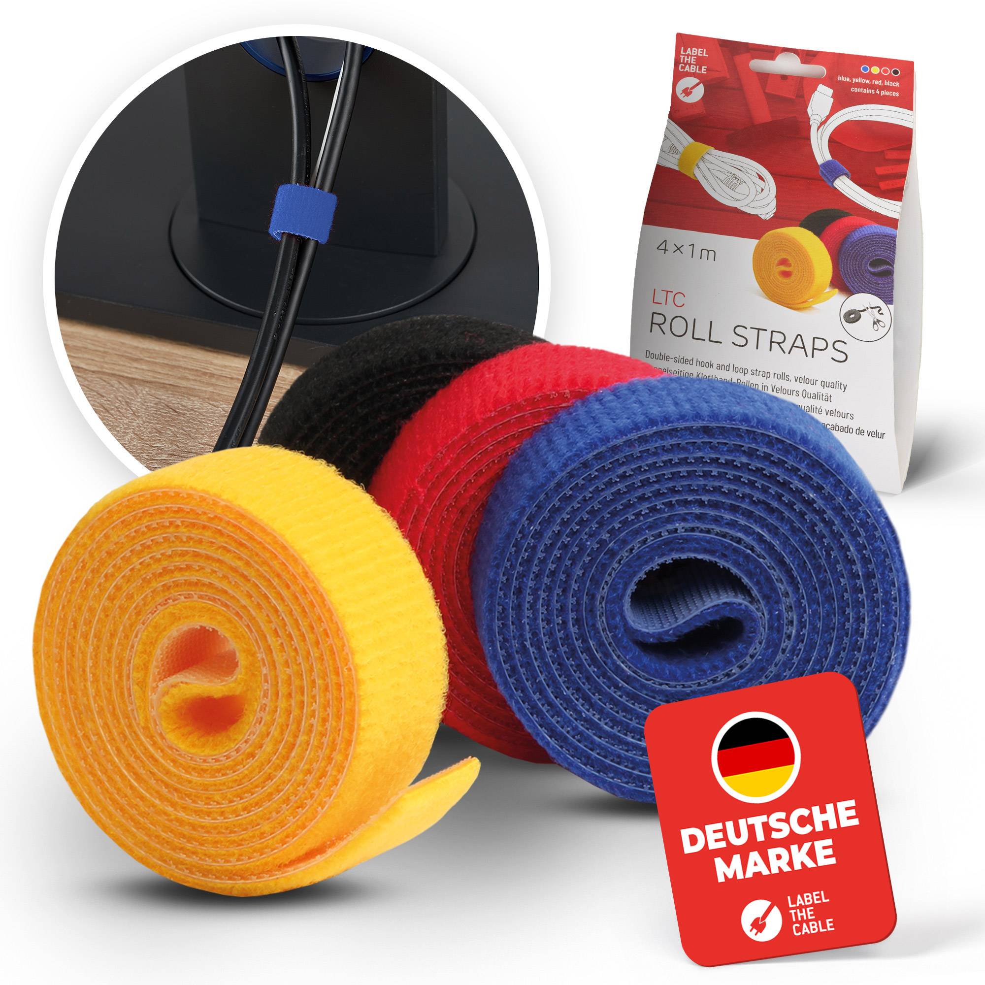 4 LABEL THE CABLE Klettband ROLL STRAPS farbsortiert