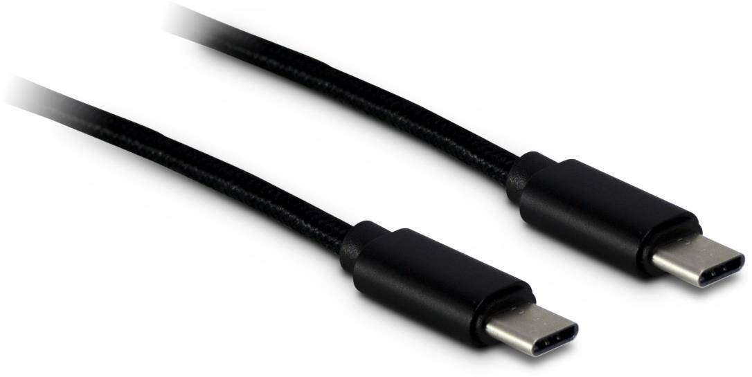 Zwei schwarze USB-C-Kabel mit angezeigten Steckverbindern auf weißem Hintergrund.