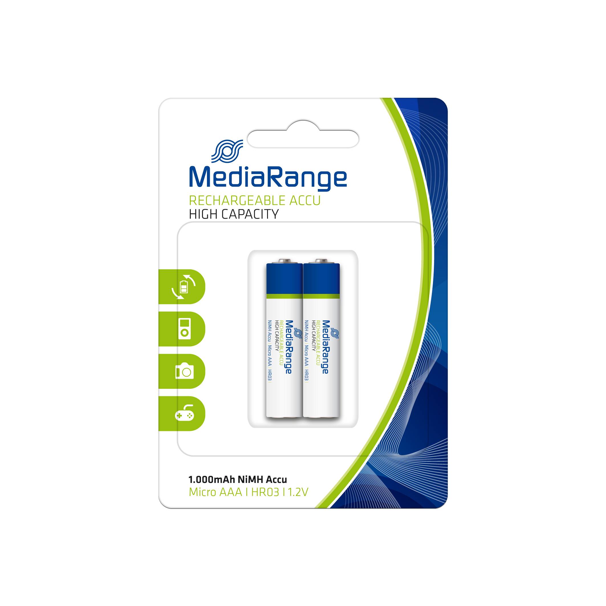 MediaRange MRBAT122 - Batterie 2 x AAA-Typ - NiMH - (wiederaufladbar)
