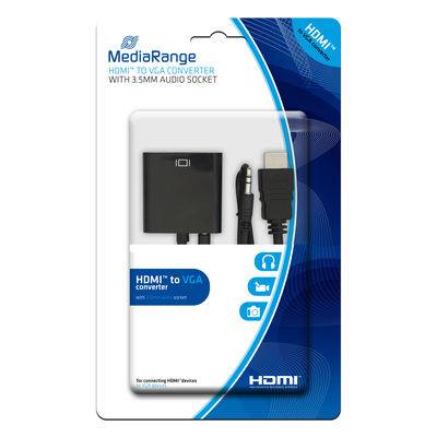 MediaRange MRCS167, HDMI, VGA (D-Sub) + 3.5mm, Männlich, Weiblich, Gold, Schwarz