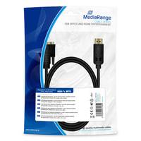 Packung eines MediaRange HDMI-Kabels mit vergoldeten Steckern, dargestellt in Einzelhandels-Blisterverpackung.