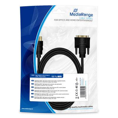 MediaRange MRCS185, 2 m, HDMI/DVI, Männlich, Gold, Schwarz