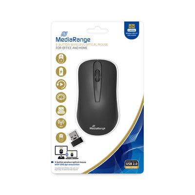 MediaRange MROS209 - Maus - optisch - 3 Tasten - kabellos - 2.4 GHz - kabelloser Empfänger (USB)