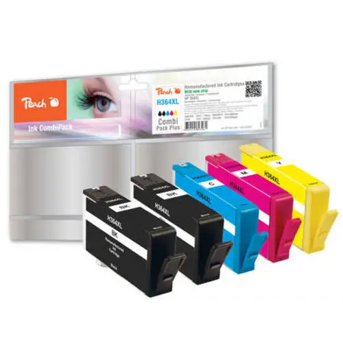 Peach Spar Pack Plus - 5er-Pack - Größe XL - Schwarz, Gelb, Cyan, Magenta - kompatibel - Tintenpatrone (Alternative zu: Peach Spar Pack Plus - 5er-Pack - Größe XL - Schwarz, Gelb, Cyan, Magenta - kompatibel - Tintenpatrone (Alternative zu: