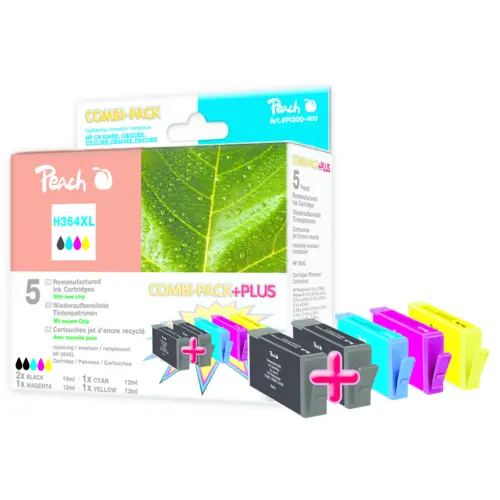 Peach Spar Pack Plus - 5er-Pack - Größe XL - Schwarz, Gelb, Cyan, Magenta - kompatibel - Tintenpatrone (Alternative zu: Peach Spar Pack Plus - 5er-Pack - Größe XL - Schwarz, Gelb, Cyan, Magenta - kompatibel - Tintenpatrone (Alternative zu: