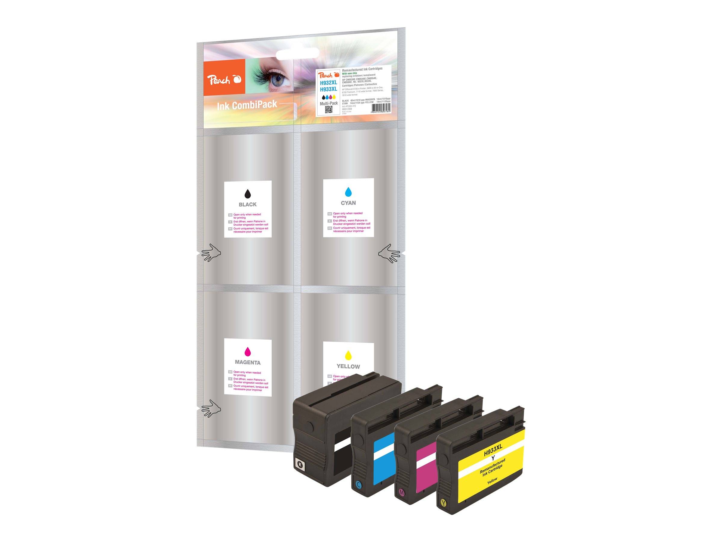 Peach Multi Pack - 4er-Pack - Schwarz, Gelb, Cyan, Magenta