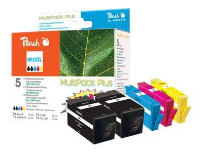 Peach Spar Pack Plus - 5er-Pack - XL-Kapazität - Schwarz, Gelb, Cyan, Magenta - kompatibel - Tintenpatrone (Alternative
