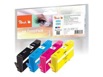 Peach Combi-Pack H934/H935 - 4er-Pack - S - Schwarz, Gelb, Cyan, Magenta - kompatibel - wiederaufbereitet - Tintenpatron