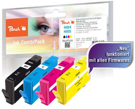 Peach Combi-Pack H934/H935 - 4er-Pack - S - Schwarz, Gelb, Cyan, Magenta - kompatibel - wiederaufbereitet - Tintenpatron
