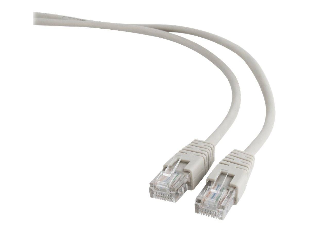 Zwei graue Ethernet-Kabel mit RJ45-Steckern auf weißem Hintergrund.