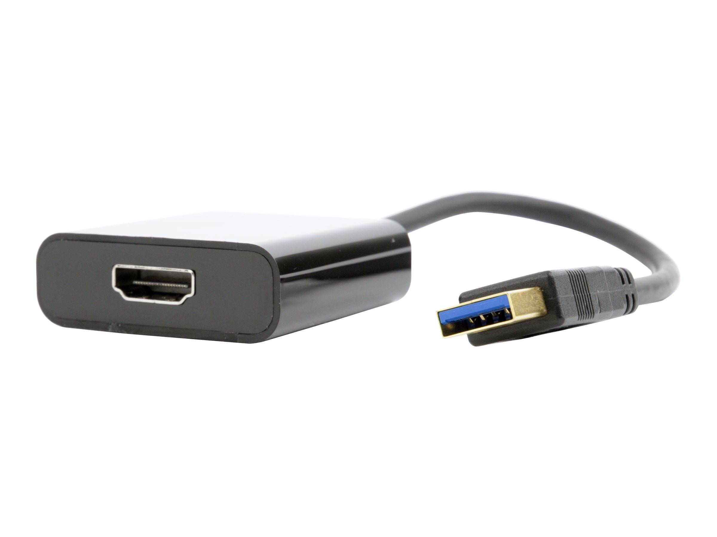 USB 3.0-Adapterkabel mit einer weiblichen HDMI-Buchse auf der einen Seite und einem männlichen USB-A-Stecker auf der anderen Seite.