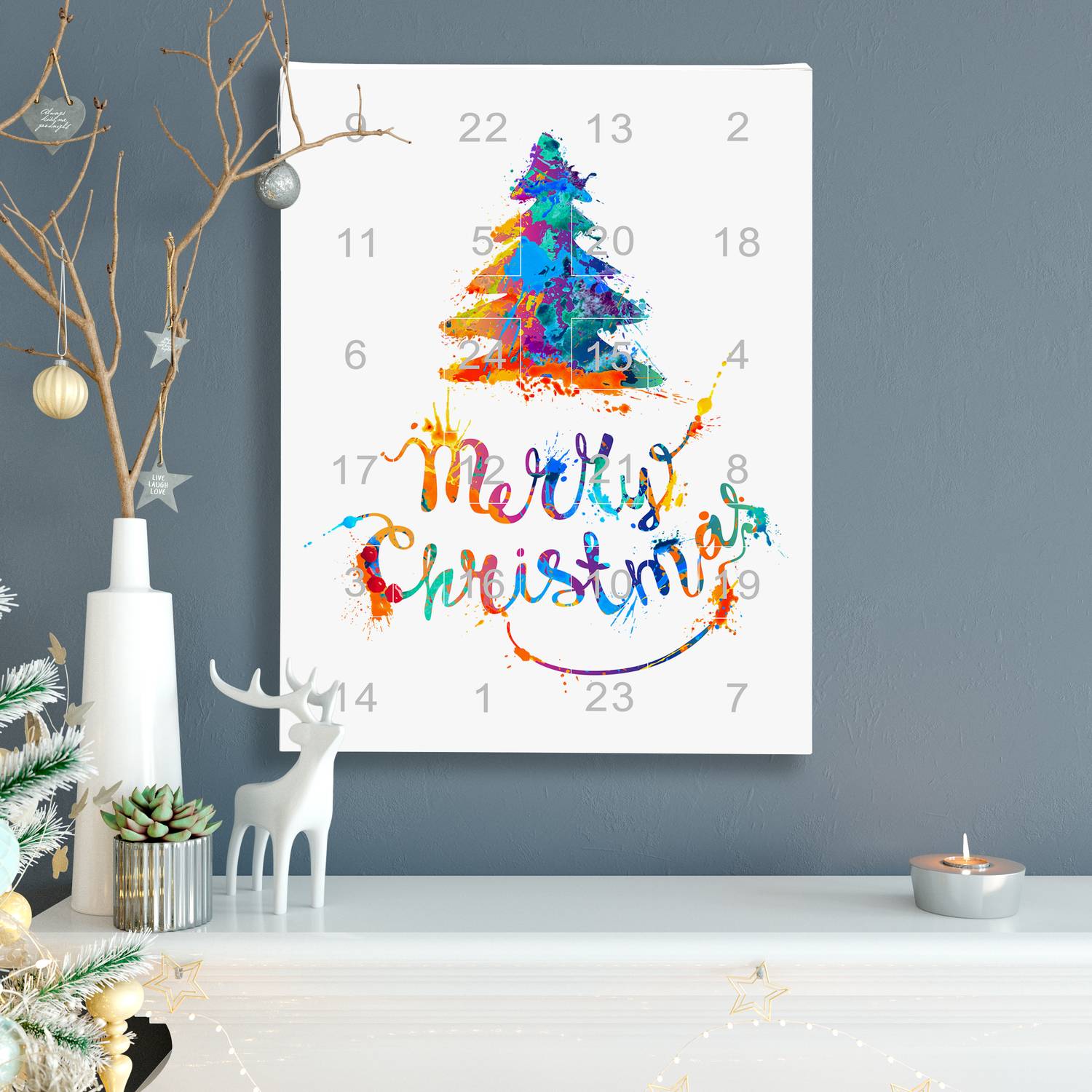 VALIOSA Merry Christmas Mode-Schmuck Adventskalender mit Halskette, Armband + 22 individuelle Perlen-Anhänger aus Glas & Metall, Geschenkidee für