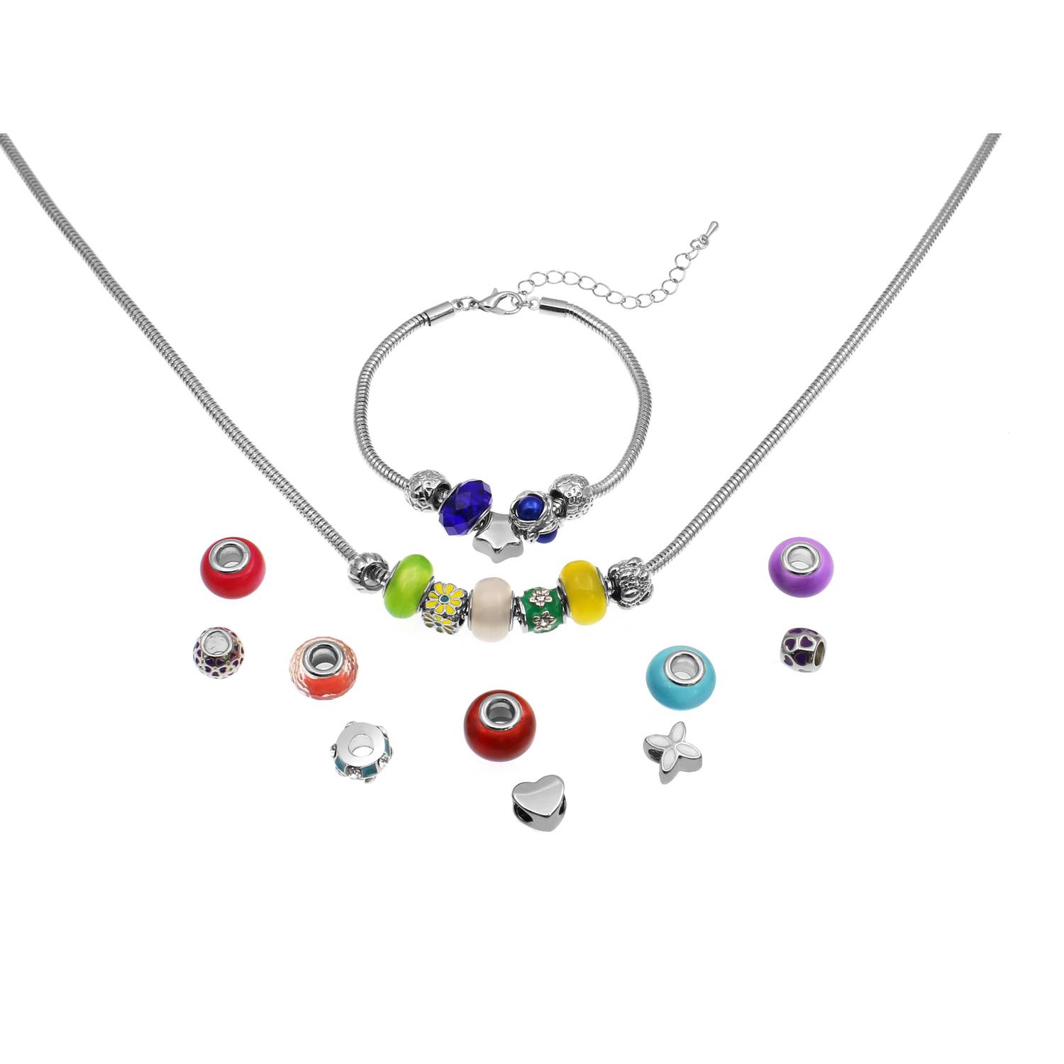 VALIOSA Merry Christmas Mode-Schmuck Adventskalender mit Halskette, Armband + 22 individuelle Perlen-Anhänger aus Glas & Metall, Geschenkidee für