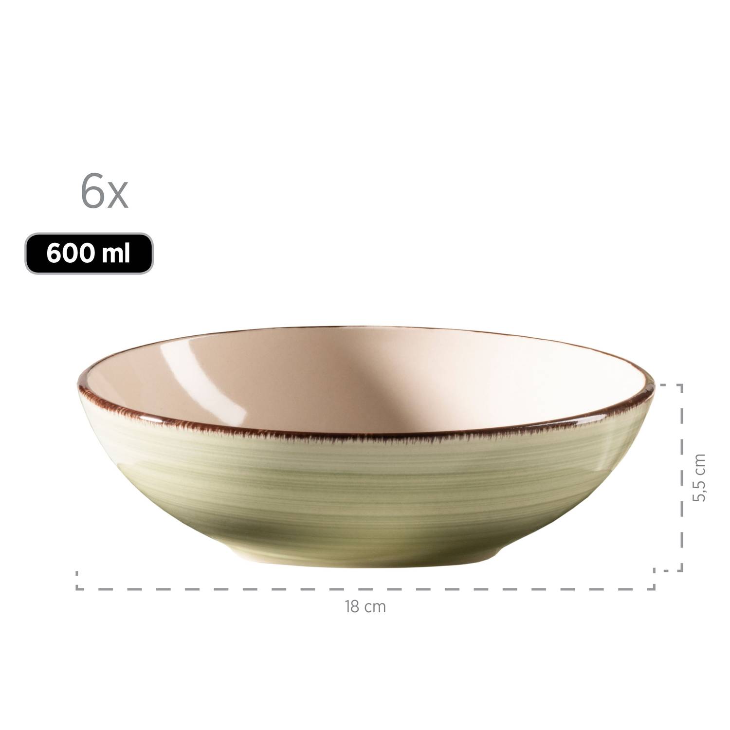 Mäser 931876 Tafelservice Lumaca für 6 Personen, Steinzeug, olivegrün (1 Set, 18-teilig)