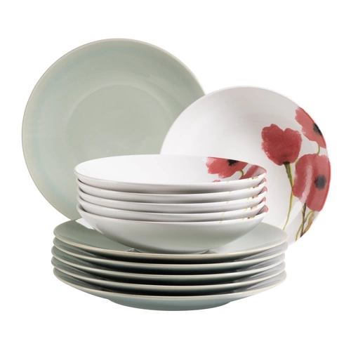 Mäser 931928 Tafelservice Ossia für 6 Personen, Steinzeug, türkis/rot (1 Set, 12-teilig) Mäser 931928 Tafelservice Ossia für 6 Personen, Steinzeug, türkis/rot (1 Set, 12-teilig)
