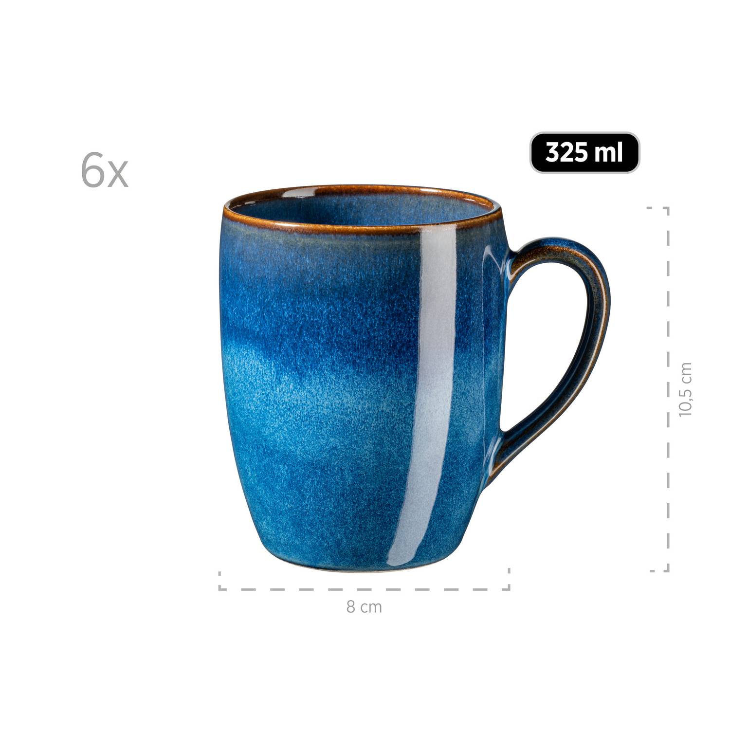 Mäser 931945 Frühstücksset Ossia für 6 Personen, Steinzeug, blau (1 Set, 18-teilig)