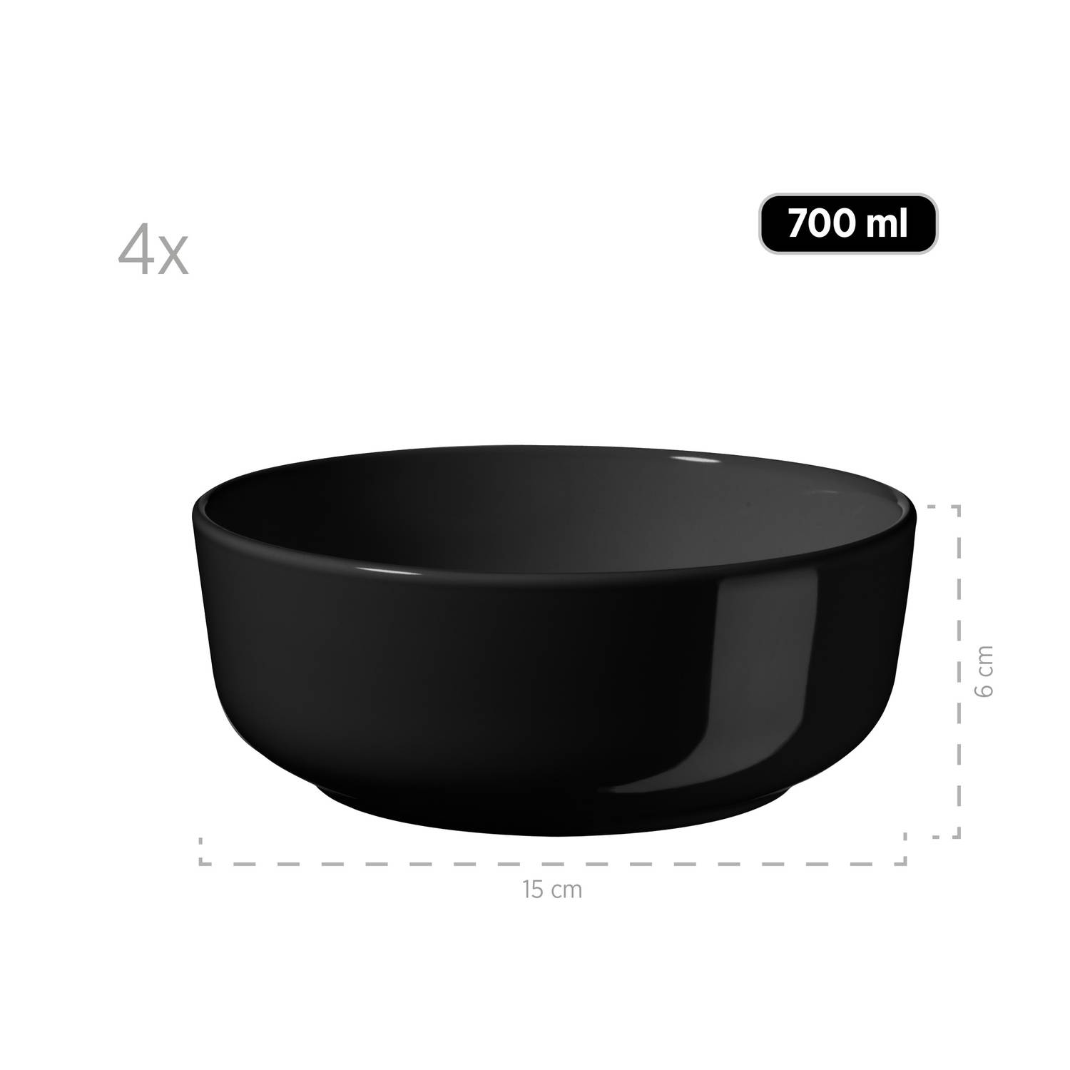 Mäser 931961 Kombiservice Alenia für 4 Personen, Steinzeug, schwarz (1 Set, 16-teilig)