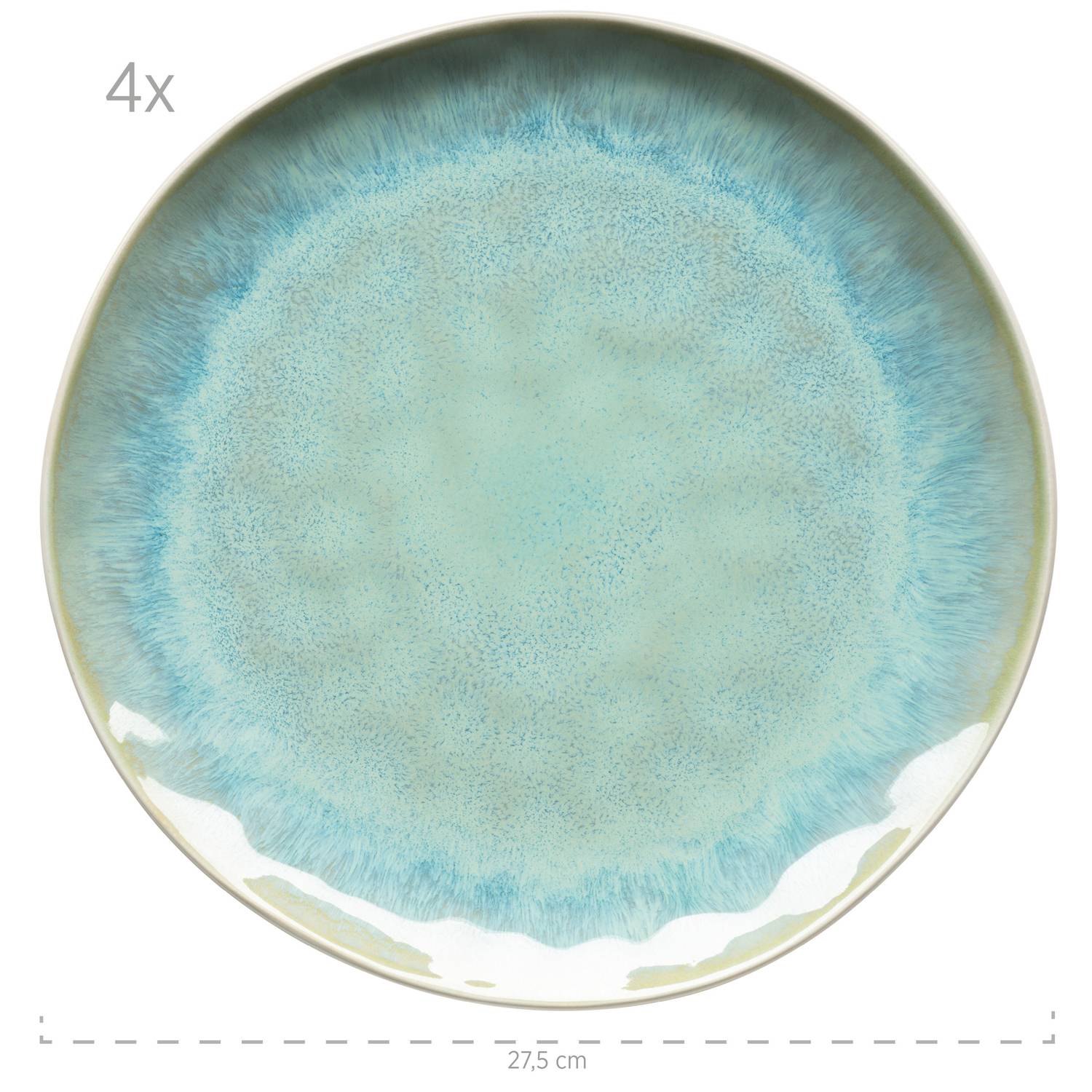 Mäser 931975 Kombiservice Frozen für 4 Personen, Steinzeug, grün (1 Set, 16-teilig)