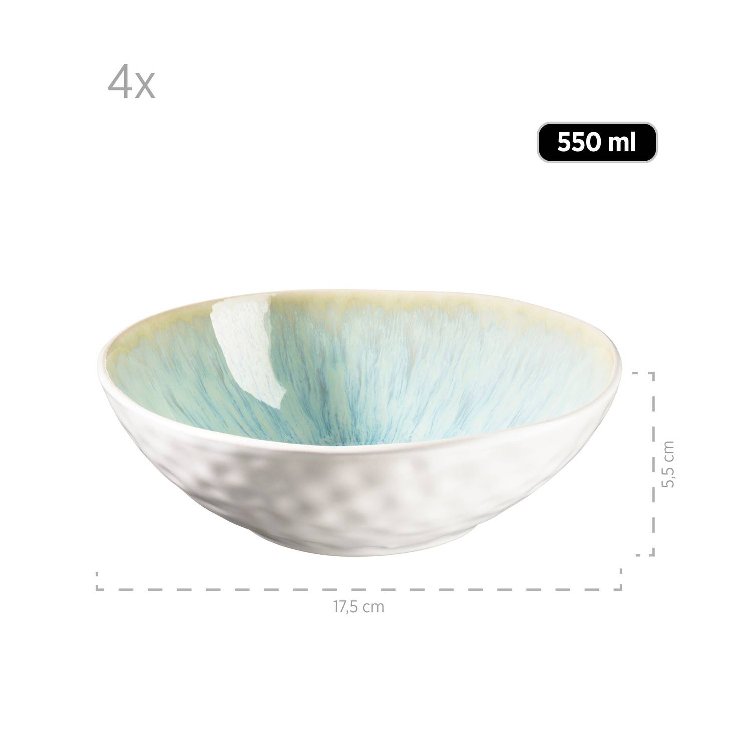 Mäser 931975 Kombiservice Frozen für 4 Personen, Steinzeug, grün (1 Set, 16-teilig)