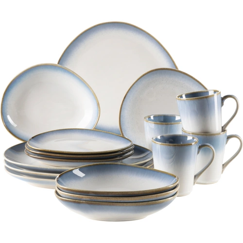 Mäser 931990 Kombiservice La Sinfonia für 4 Personen, Steinzeug, weiß/blau (1 Set, 16-teilig) Mäser 931990 Kombiservice La Sinfonia für 4 Personen, Steinzeug, weiß/blau (1 Set, 16-teilig)