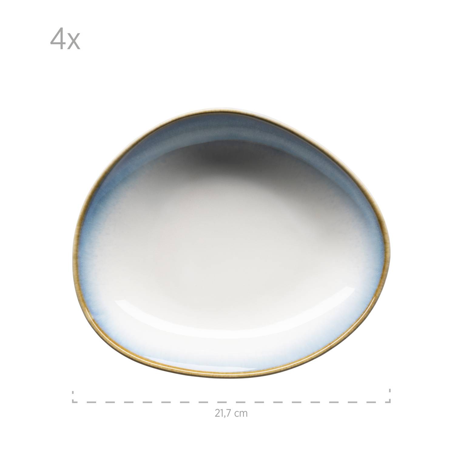 Mäser 931990 Kombiservice La Sinfonia für 4 Personen, Steinzeug, weiß/blau (1 Set, 16-teilig)