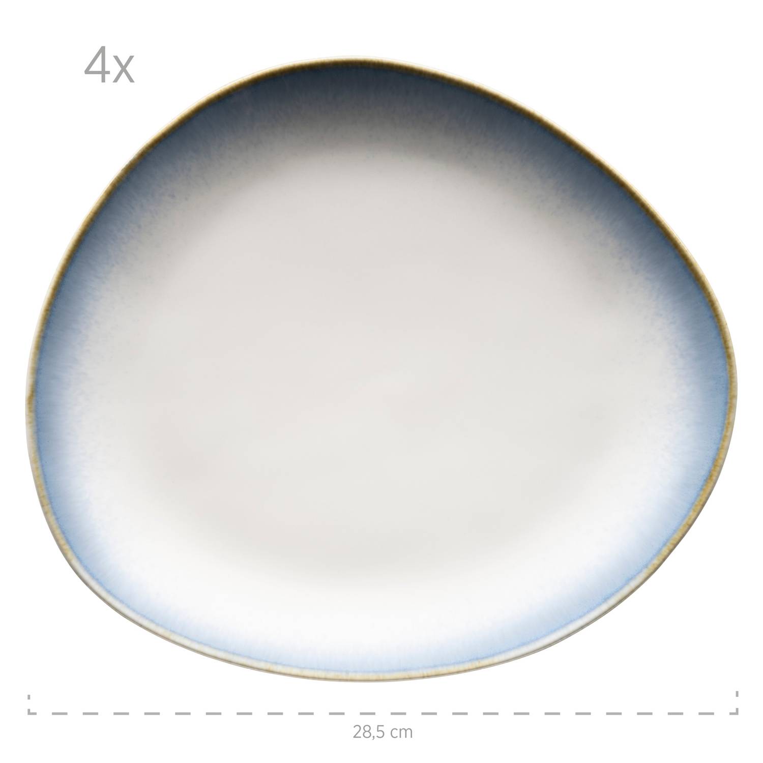 Mäser 931990 Kombiservice La Sinfonia für 4 Personen, Steinzeug, weiß/blau (1 Set, 16-teilig)