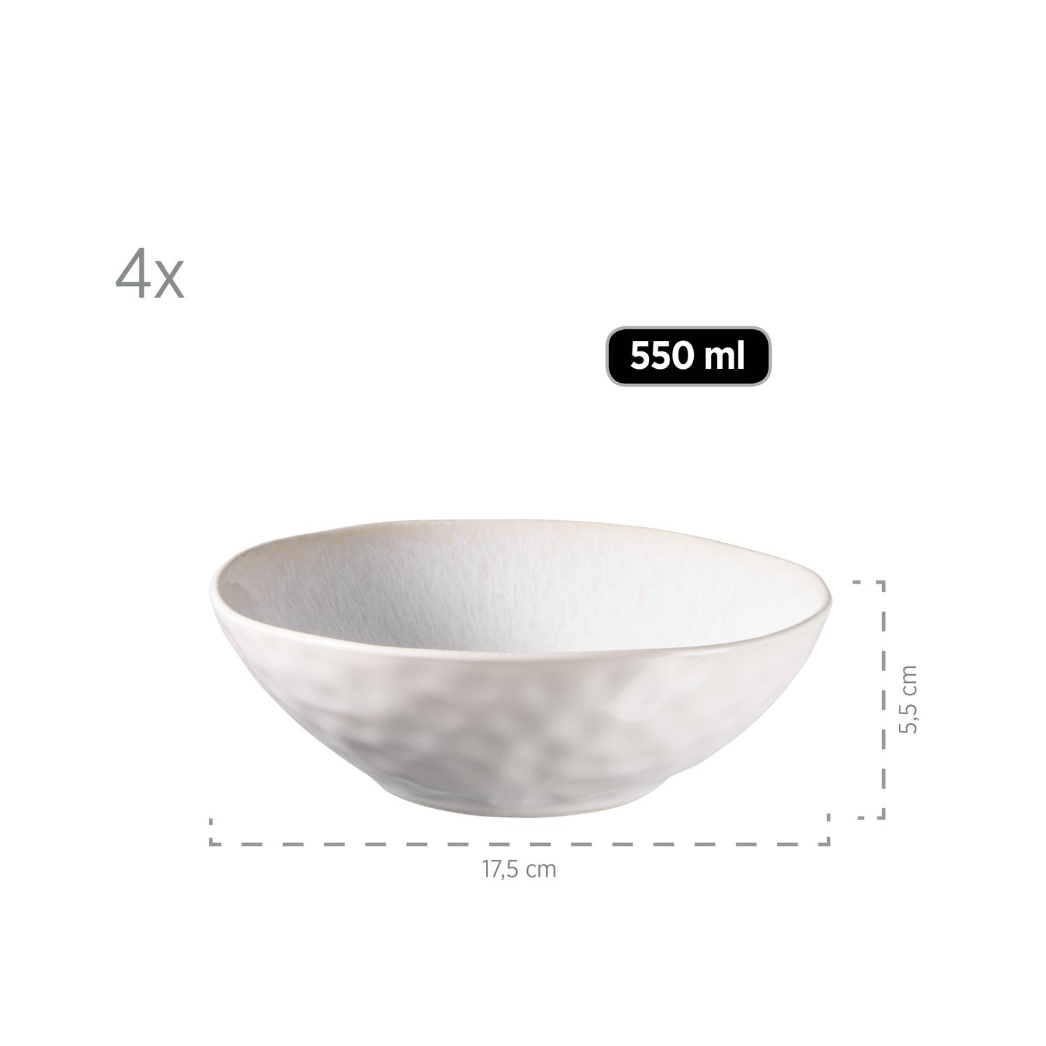 Mäser 931856 Kombiservice Frozen für 4 Personen, Steinzeug, weiß (1 Set, 16-teilig)