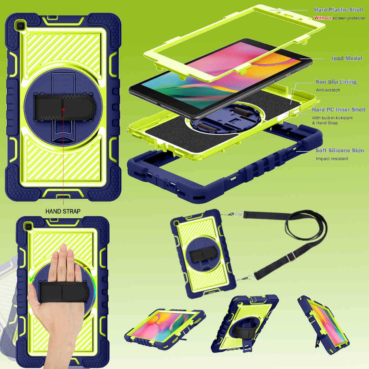 Für Tablet Modelle aufstellbare Outdoor Hybrid 360 Grad mit Halte-Schlaufe Tablet Tasche Etuis Cover Case Schutz Robust Neu