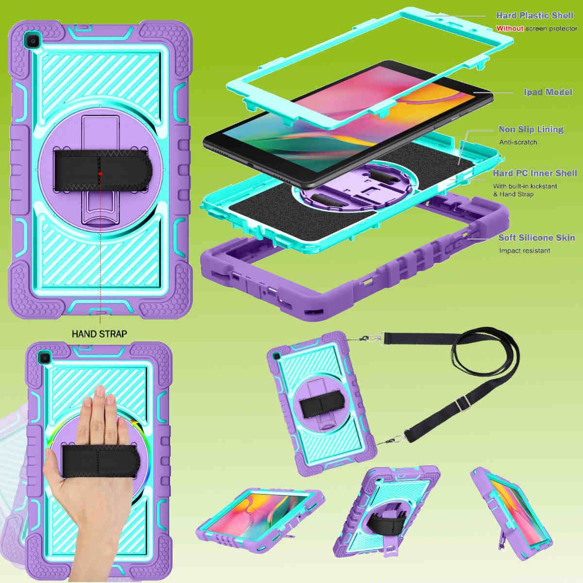 Für Tablet Modelle aufstellbare Outdoor Hybrid 360 Grad mit Halte-Schlaufe Tablet Tasche Etuis Cover Case Schutz Robust Neu