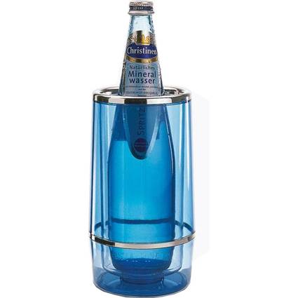 APS Flaschenkühler, Polystyrol, blau mit Chromrand