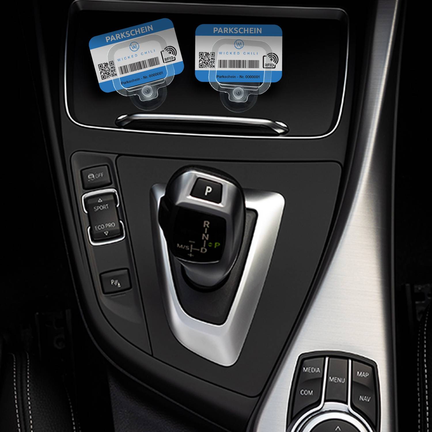 Wicked Chili 2 Parkscheinhalter mit Saugnapf für Auto Windschutzscheibe Parkausweis Kartenhalter Ticket Halterung