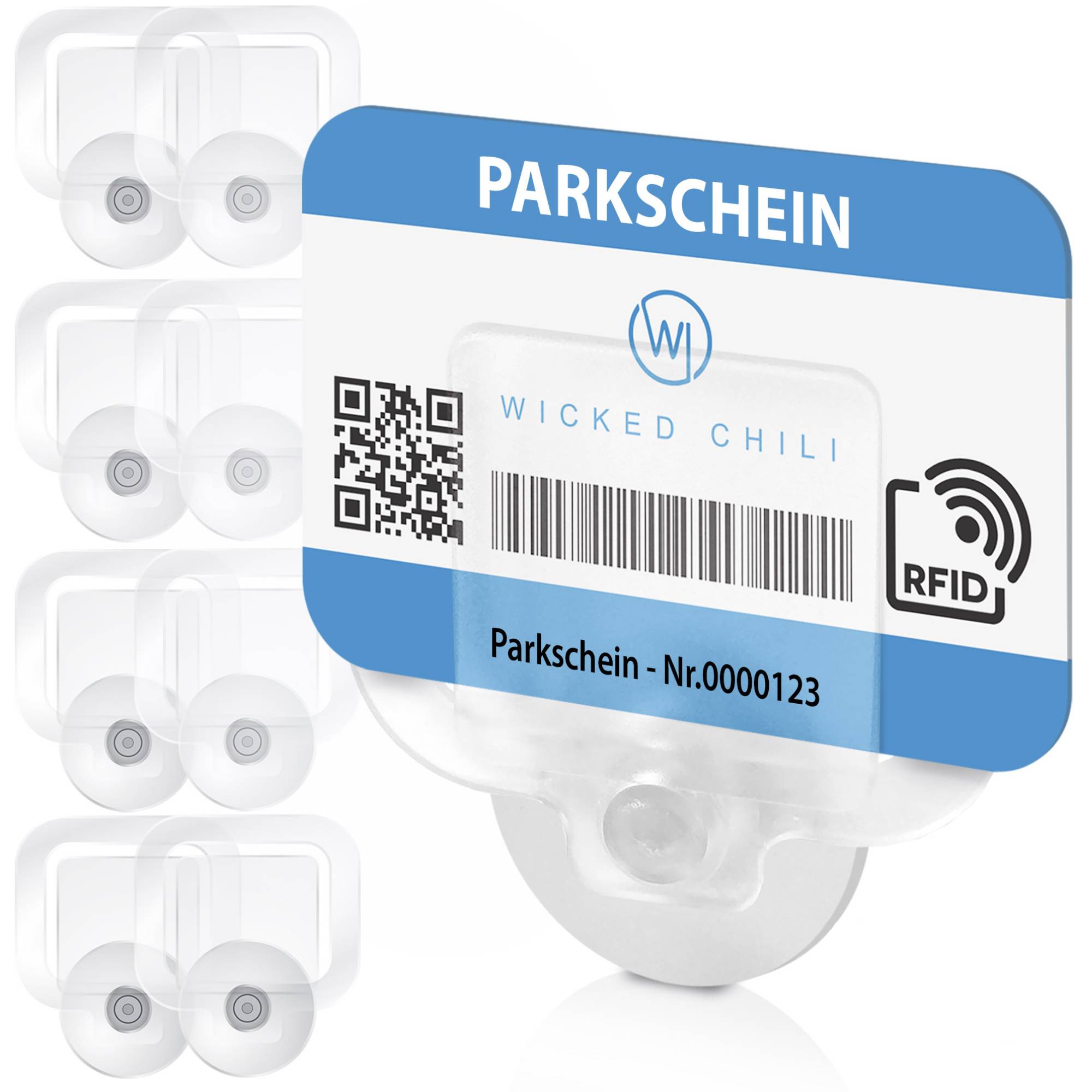 Wicked Chili 8 Parkscheinhalter mit Saugnapf für Auto Windschutzscheibe Parkausweis Kartenhalter Ticket Halterung