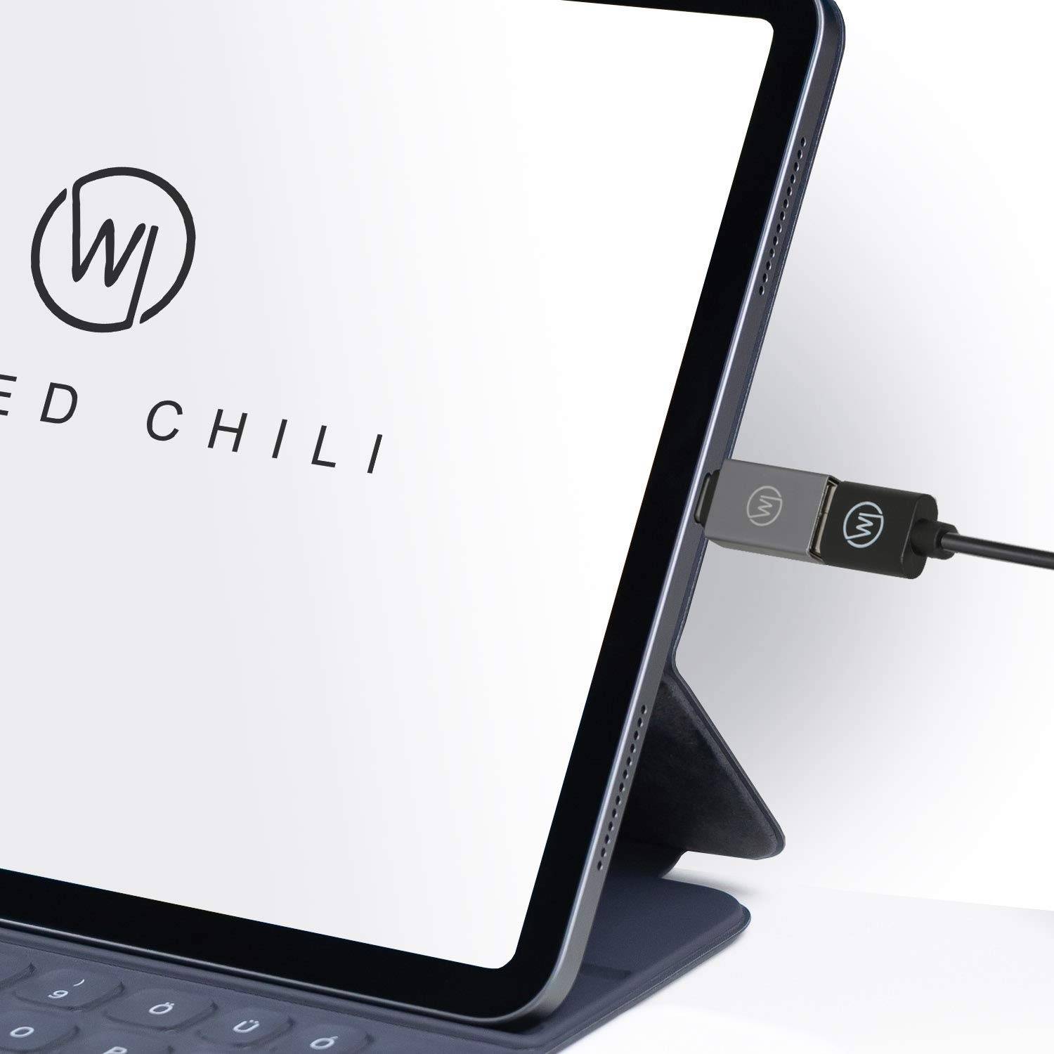 Wicked Chili 1X USB C 3.2 Gen1 SuperSpeed Adapter USB C auf USB A (Premium Alu-Adapter) für Handy, Smartphone und Tablet