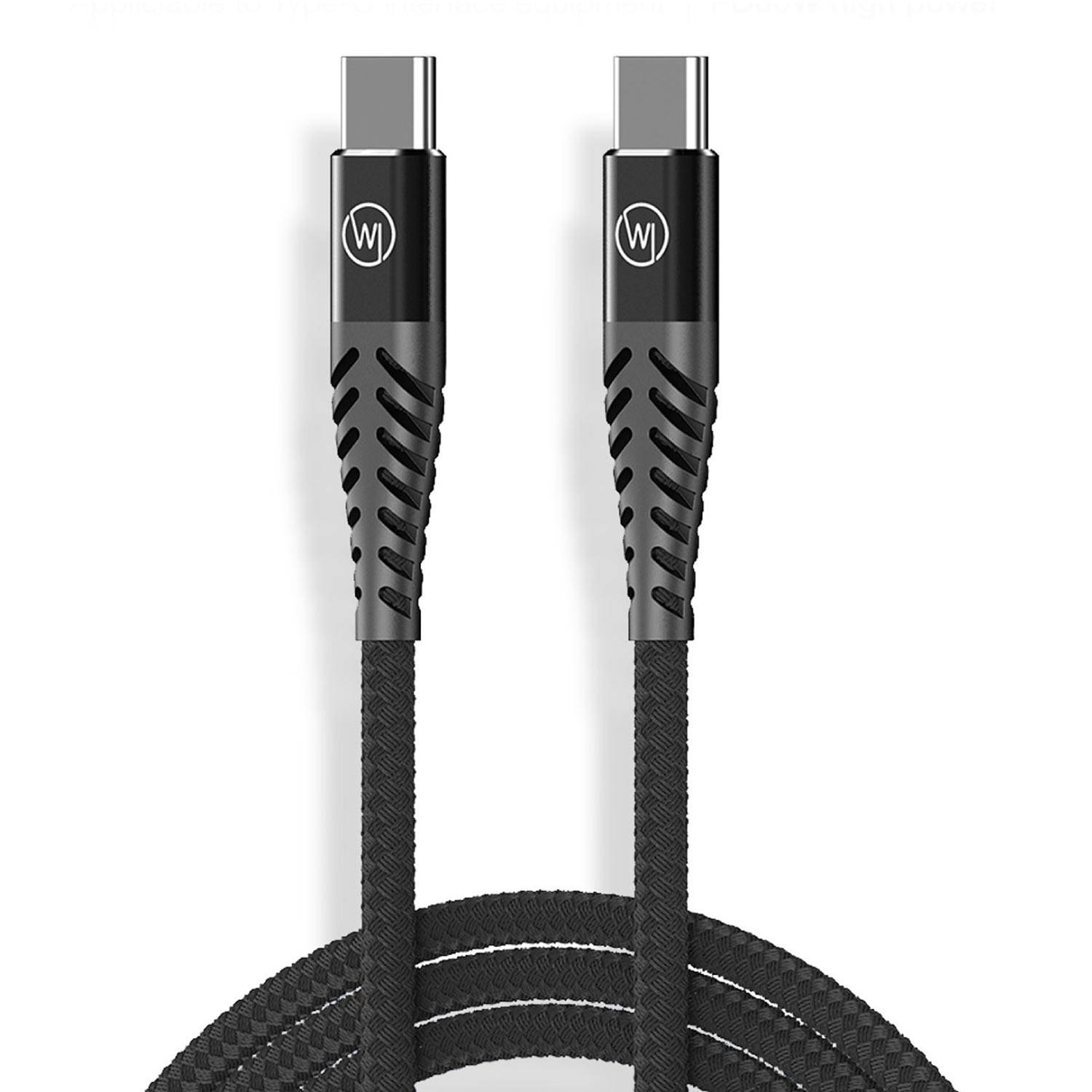 1x Dual USB-C Ladekabel 60W 1m Textilkabel, Schnellladekabel, Datenkabel für iPhone 15, Galaxy, iPad