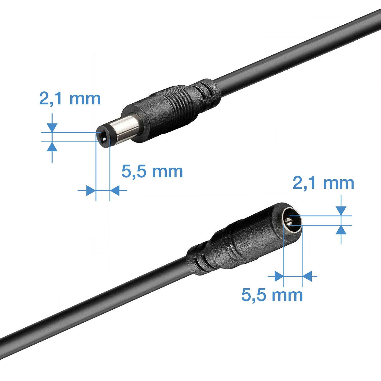 Wicked Chili 3m DC Verlängerungskabel für Yealink, Snom, Fanvil, Grandstream, Netzteil Ladegerät Verlängerung