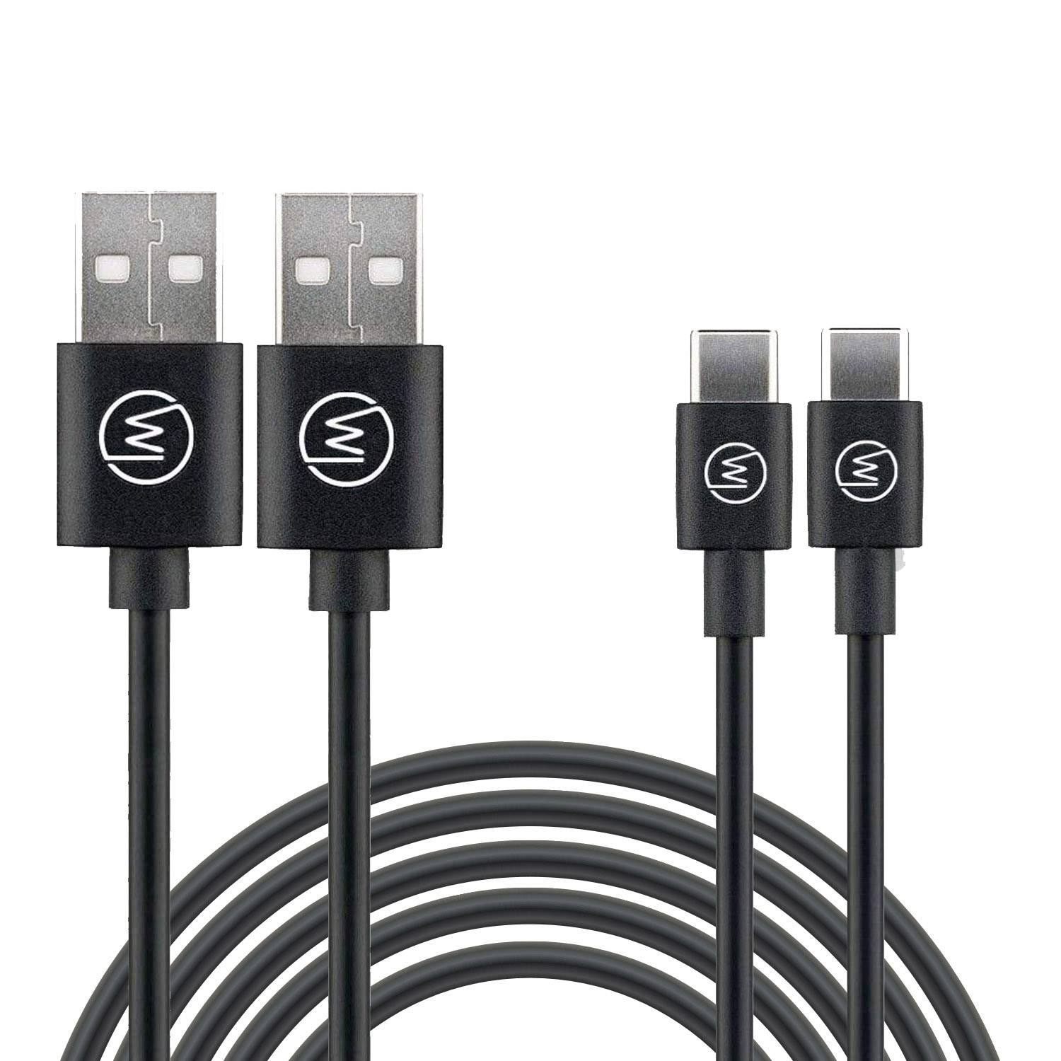 Wicked Chili 2X USB C Kabel Universal für Handy, Watch, Powerbank, Tablet und Bluetooth Speaker (3A, 15W, 5V) schwarz