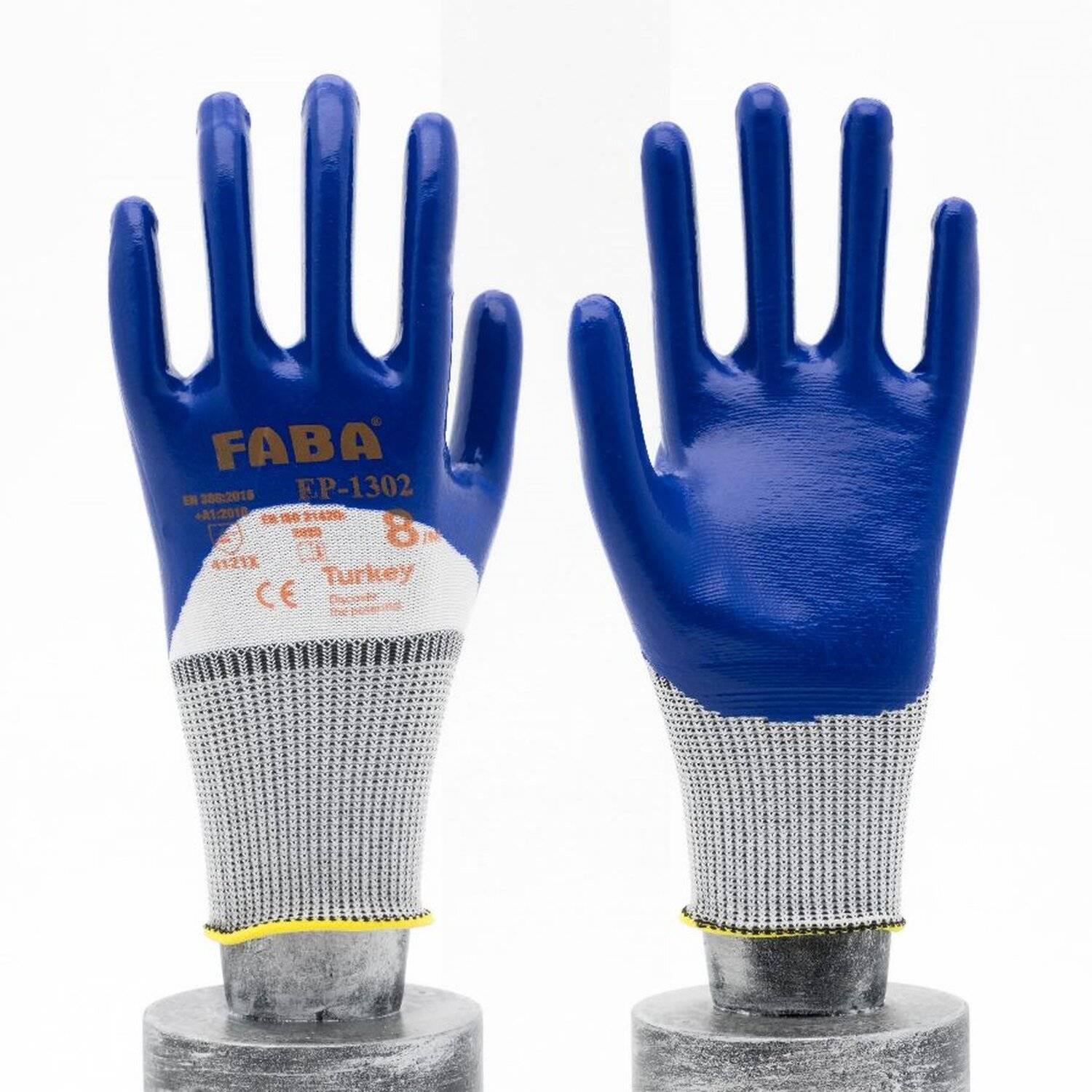 Faba EP-1302 Nitrilbeschichtete Handschuhe 3 / 4 Beschichtung Poleyester Arbeitshandschuhe EN388 9/L 9 Paar