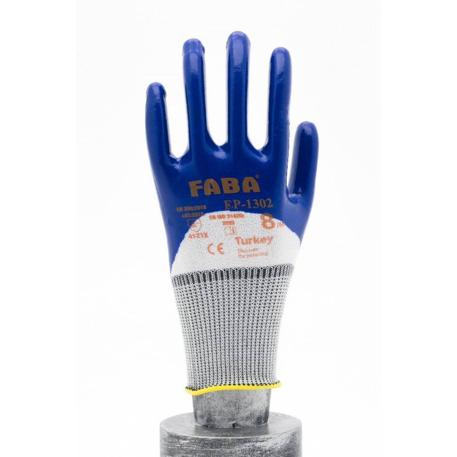 Faba EP-1302 Nitrilbeschichtete Handschuhe 3 / 4 Beschichtung Poleyester Arbeitshandschuhe EN388 9/L 9 Paar