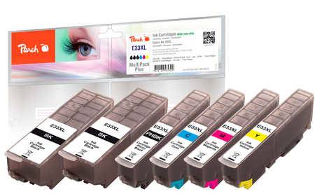 Peach Multi Pack Plus XL - 6er-Pack - Schwarz, Gelb, Cyan, Magenta - kompatibel - Tintenpatrone (Alternative zu: Epson 33XL, Epson T3351, Epson