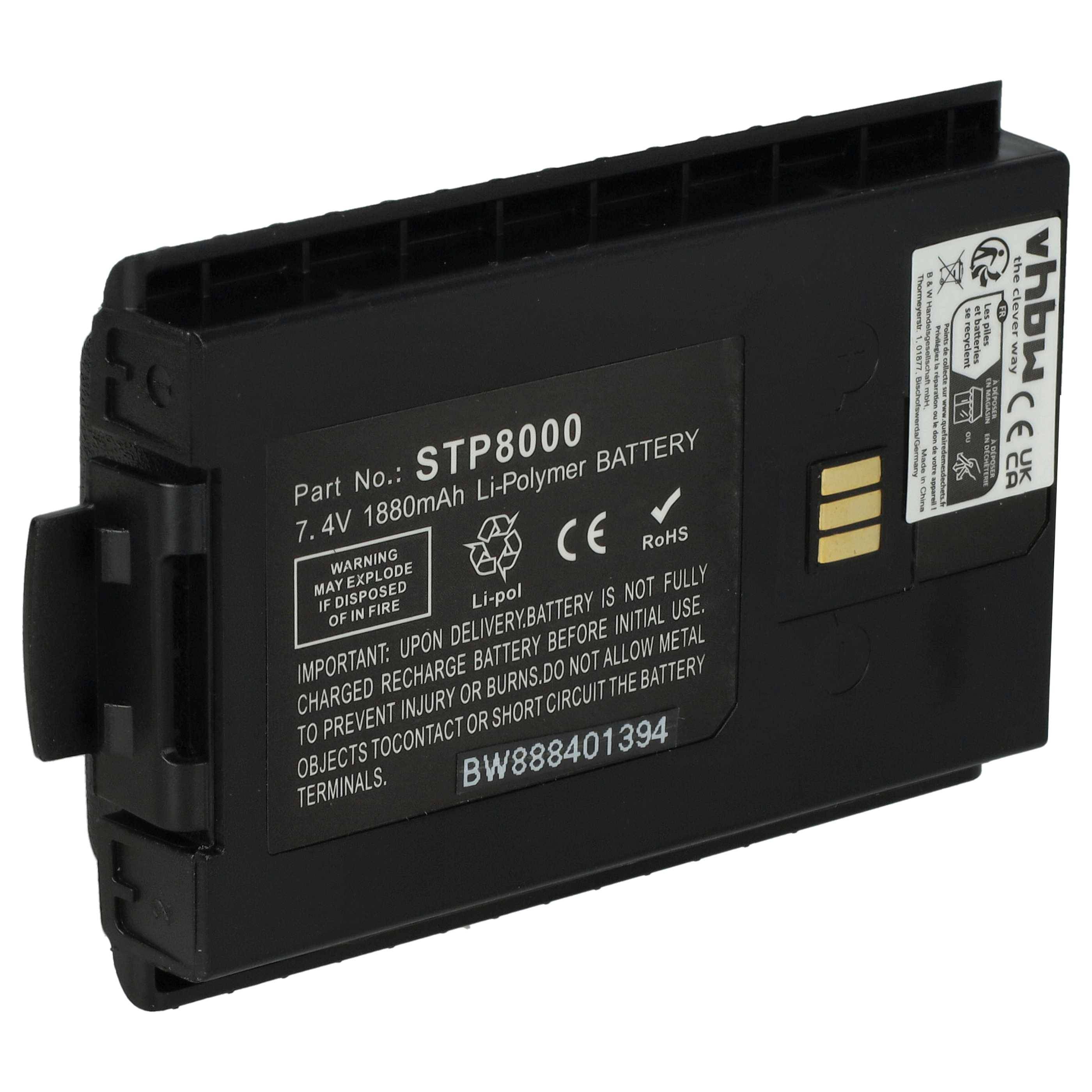 vhbw Akku kompatibel mit Sepura SC2024, SC21, SC20, SC2020, STP8035, STP8020, STP8030, STP8000 Funkgerät, Walkie Talkie (1880 mAh, 7,4