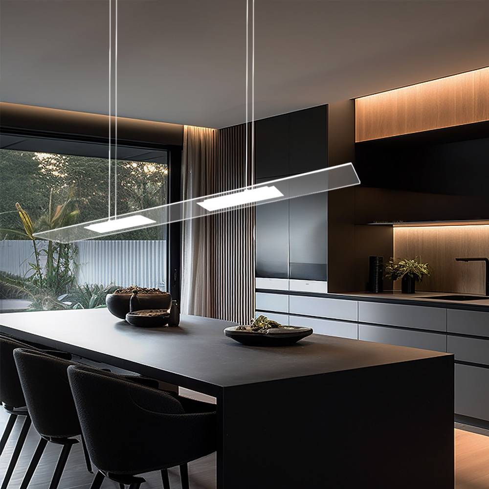 Pendelleuchte Hängelampe Pendellampe Hängeleuchte, 2 flammig Metall Glas silber klar, 2x LED 2x 10 Watt 2x 800 Lumen warmweiß, HxL 130x100 cm