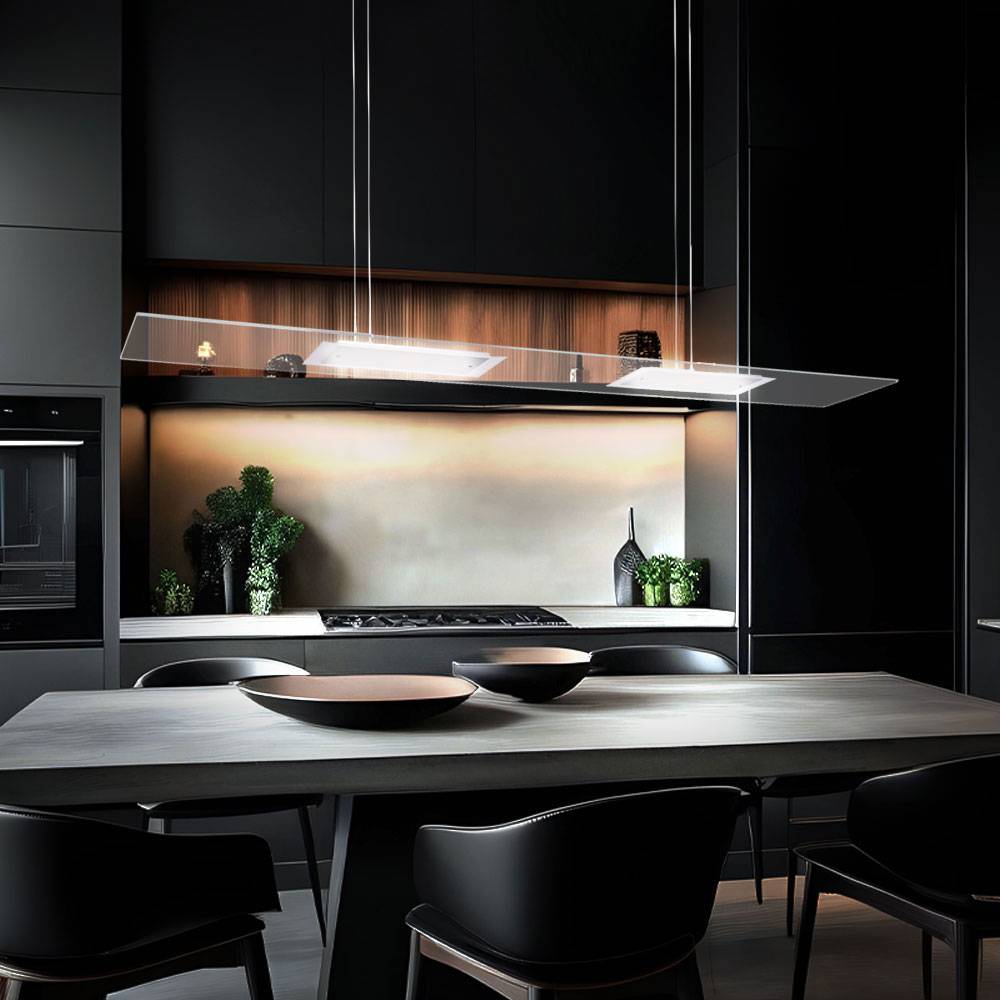 Pendelleuchte Hängelampe Pendellampe Hängeleuchte, 2 flammig Metall Glas silber klar, 2x LED 2x 10 Watt 2x 800 Lumen warmweiß, HxL 130x100 cm