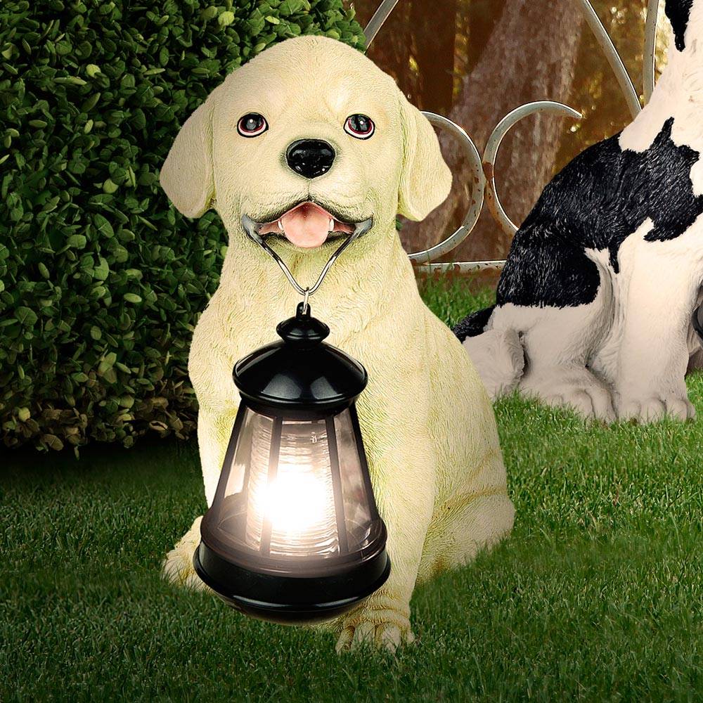 Solarleuchte Hund Garten Solar Dekoleuchte Solarlampe für Außen, Labrador mit Laterne, Akku, 1x LED, LxBxH 15,5x23,5x25 cm
