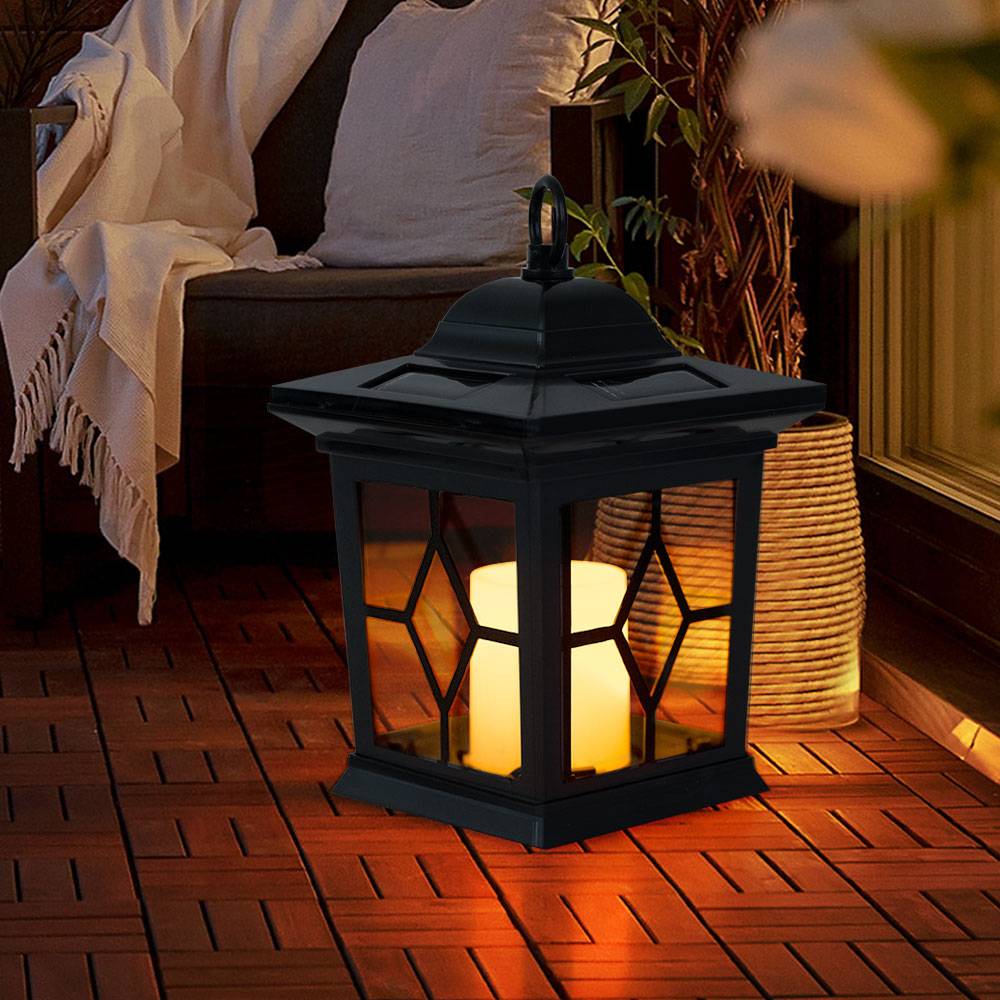 2er Set LED Solar Garten Steck Lampen schwarz Erdspieß Deko Außen Laternen IP44 Veranda Weg Beleuchtung